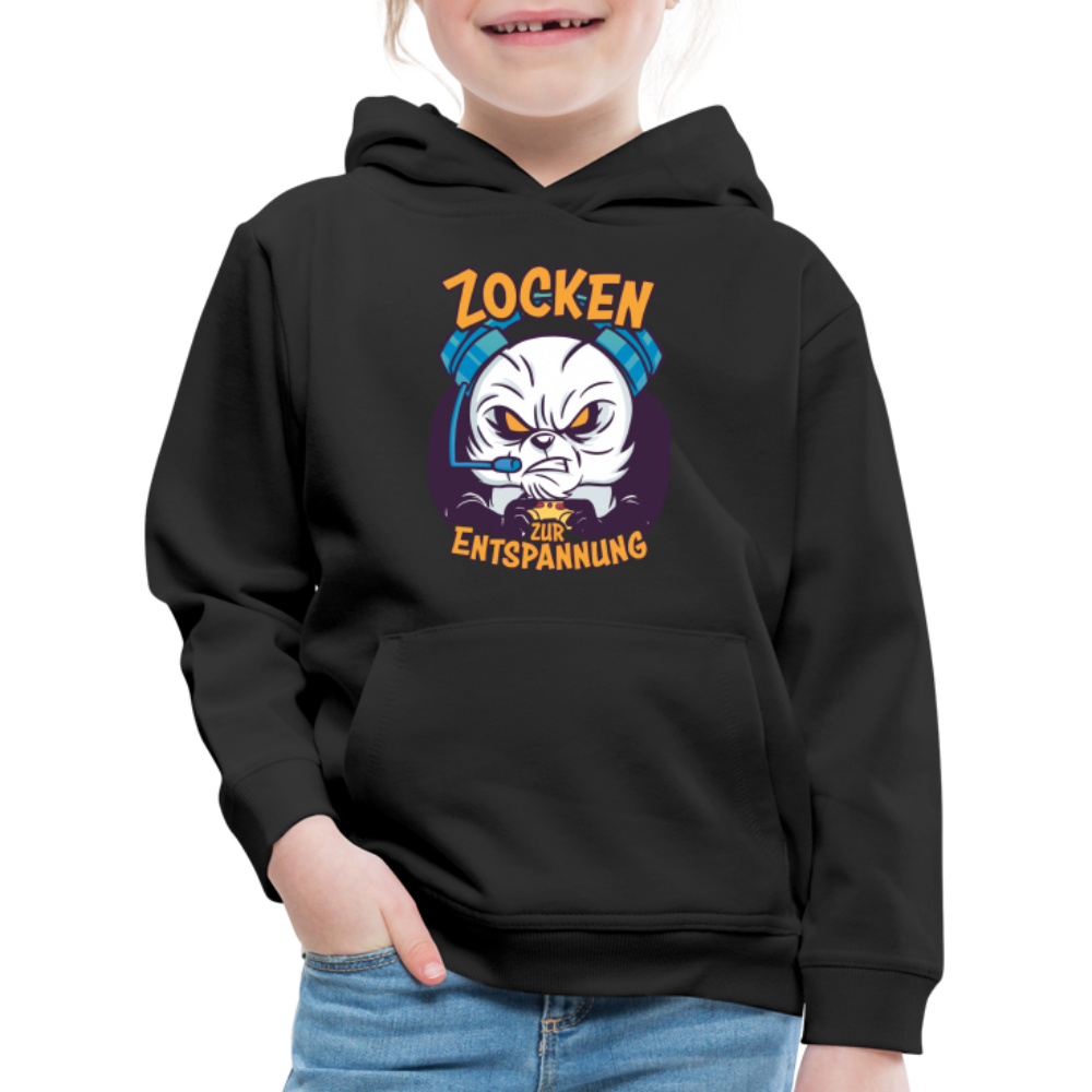 Panda Zocken zur Entspannung Kinder Premium Hoodie - Schwarz