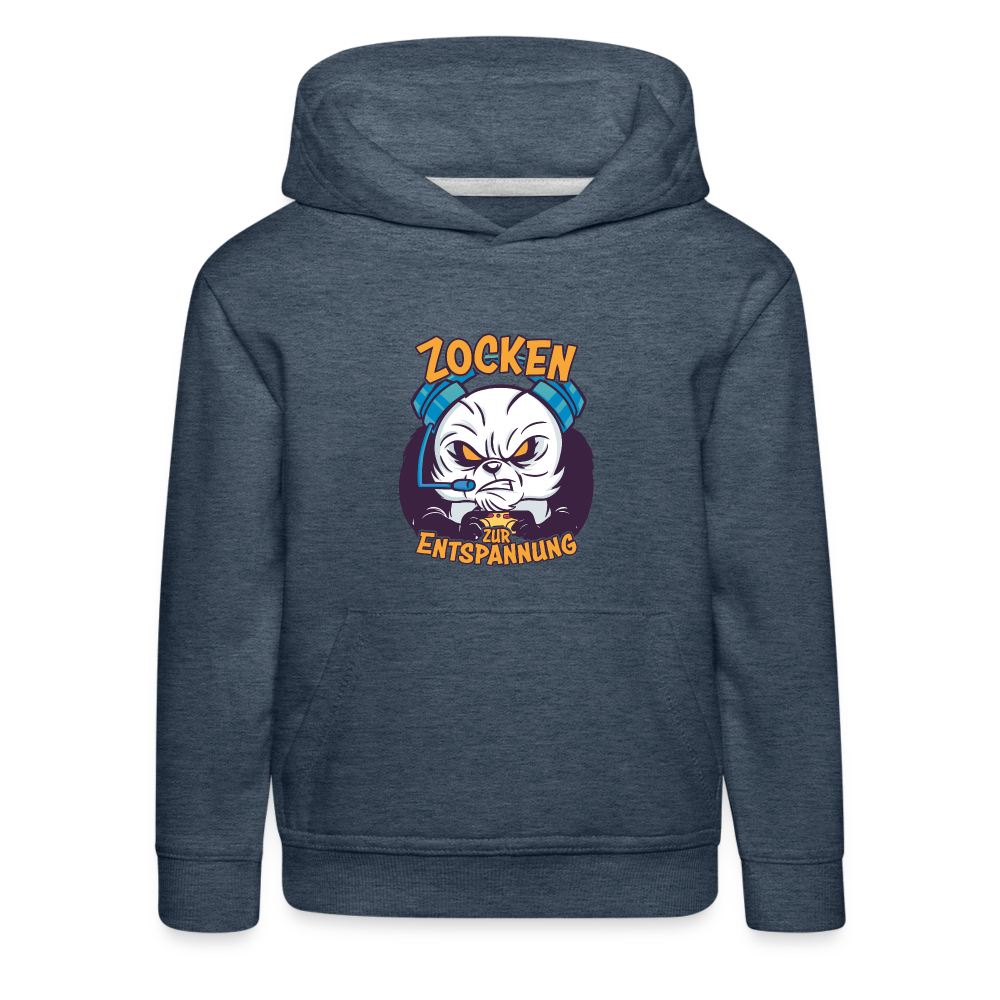 Panda Zocken zur Entspannung Kinder Premium Hoodie - Jeansblau
