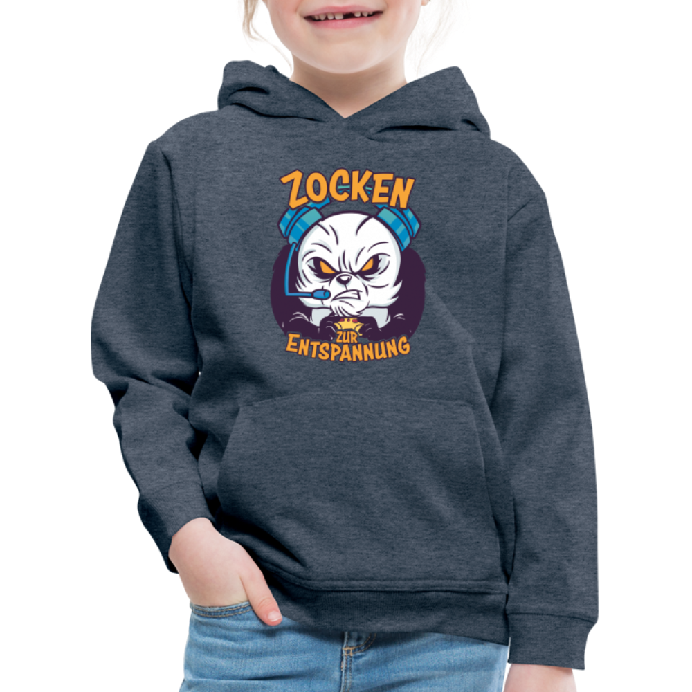 Panda Zocken zur Entspannung Kinder Premium Hoodie - Jeansblau