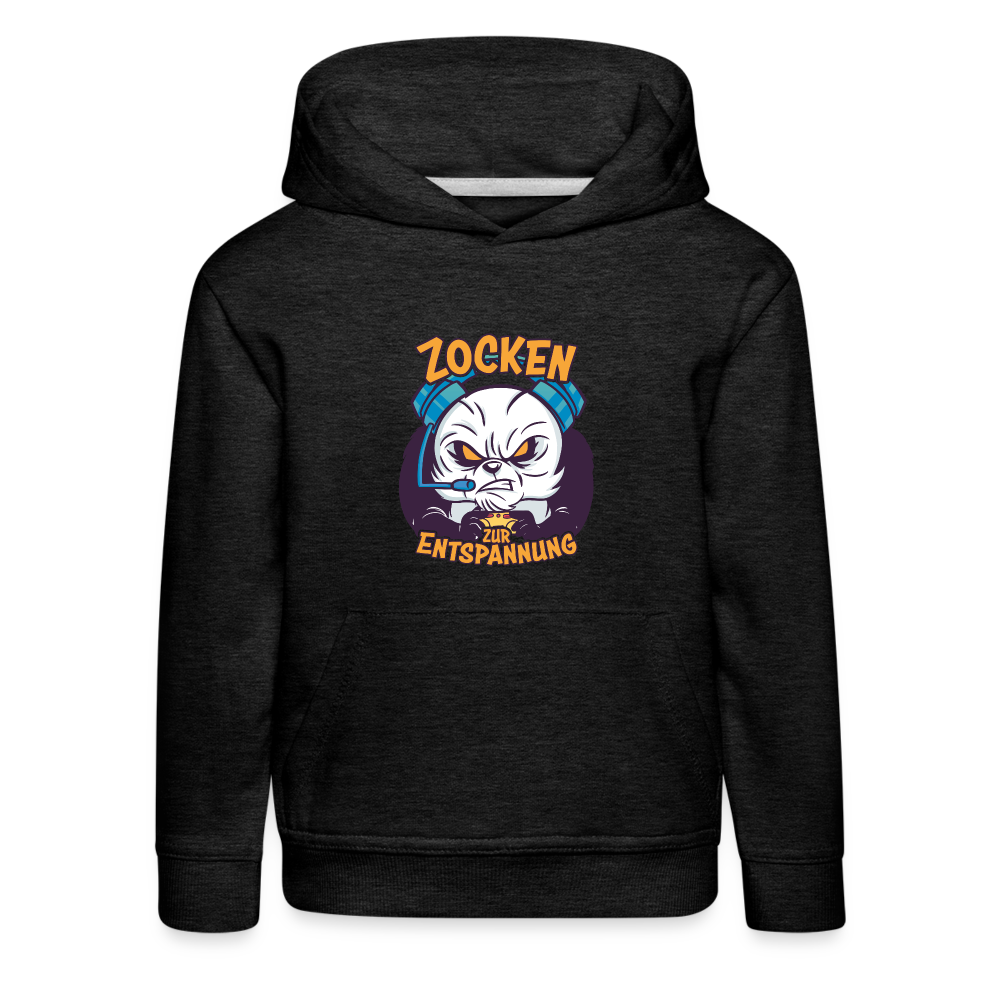 Panda Zocken zur Entspannung Kinder Premium Hoodie - Anthrazit