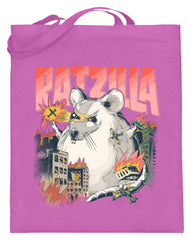 Zeigt ratzilla lustiges ratten monster jutebeutel mit langen henkeln in Farbe Pink