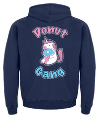 Zeigt susses kleines einhorn nascht leckeren sussen donut auf kinder hoodie in Farbe New French Navy