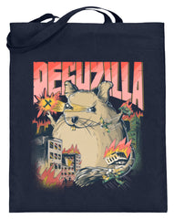 Zeigt deguzilla lustiges degu monster jutebeutel mit langen henkeln in Farbe Deep Blue