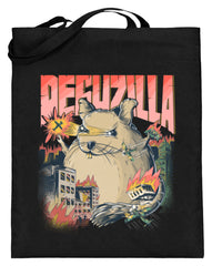 DEGUZILLA | Lustiges Degu-Monster | Jutebeutel in Black in Größe 38cm-42cm