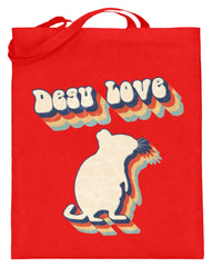 Zeigt degu love vintage retro geschenk fur besitzer von degus jutebeutel mit langen henkeln in Farbe Rubinrot