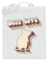 Zeigt degu love vintage retro geschenk fur besitzer von degus jutebeutel mit langen henkeln in Farbe Deep Blue