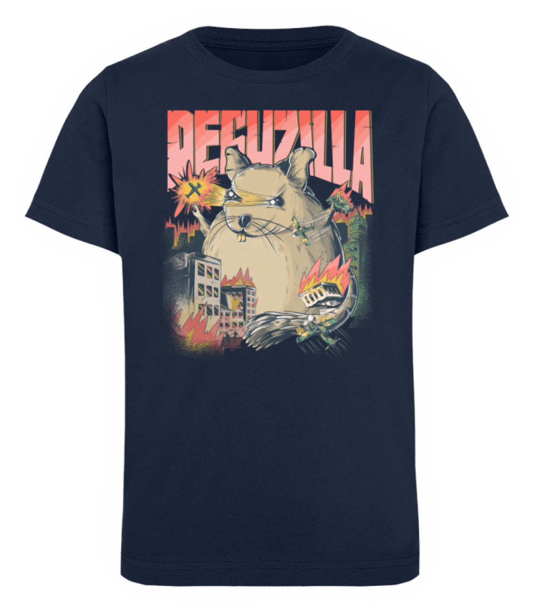 Zeigt deguzilla lustiges degu monster kinder organic t shirt in Farbe Black