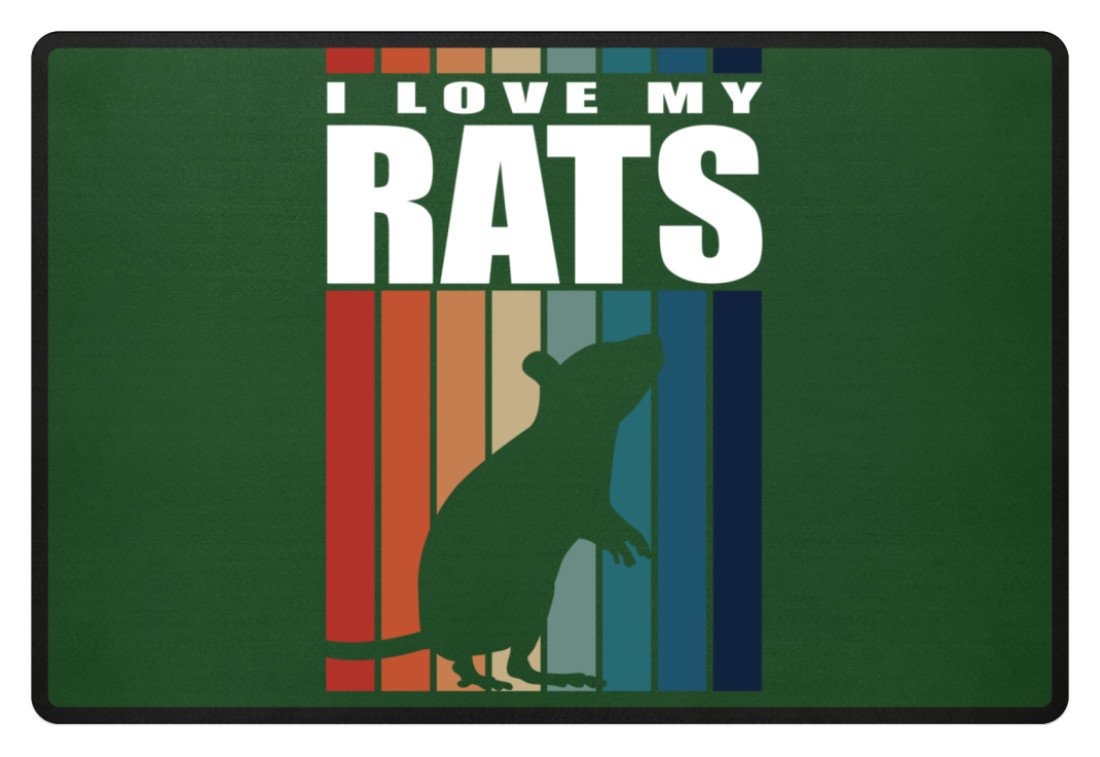 Zeigt ratte ich liebe meine ratten vintage amp retro spruch fussmatte in Farbe Schwarz