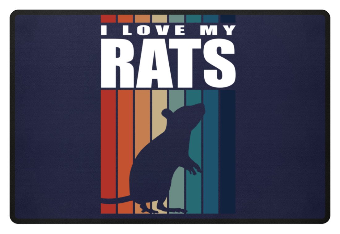 Zeigt ratte ich liebe meine ratten vintage amp retro spruch fussmatte in Farbe Dunkel-Blau