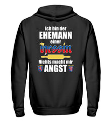 Lustiger Spruch Ehemann Hessin | Zipper Hoodie in Black in Größe S