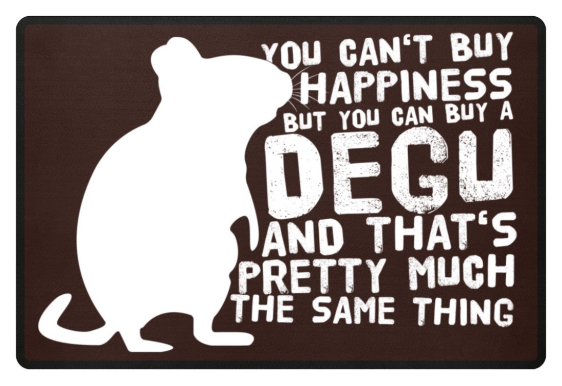 Degu Spruch | Geschenk für Deguhalter | Fußmatte in Schwarz in Größe 60x40cm