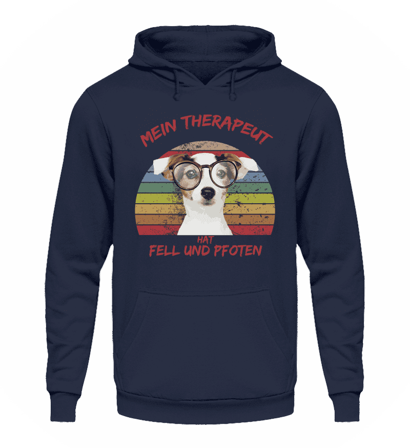 Zeigt jack russel terrier therapeut spruch unisex kapuzenpullover hoodie in Farbe Heather Sport Grey