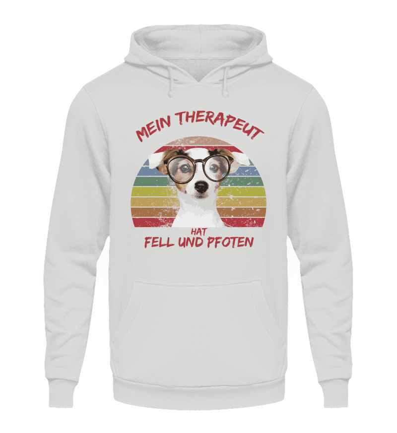 Zeigt jack russel terrier therapeut spruch unisex kapuzenpullover hoodie in Farbe Heather Sport Grey