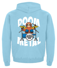 Zeigt funny doom metal sloth drummer kinder hoodie in Farbe Jet Schwarz