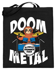 Lustiger  Doom Metal Faultier Drummer | Jutebeutel in Blau in Größe 38cm-42cm