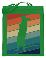 Zeigt ratten vintage motiv retro chic fur rattenhalter jutebeutel mit langen henkeln in Farbe Limetten Grün