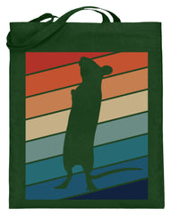 Zeigt ratten vintage motiv retro chic fur rattenhalter jutebeutel mit langen henkeln in Farbe Grün