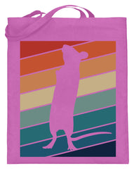 Zeigt ratten vintage motiv retro chic fur rattenhalter jutebeutel mit langen henkeln in Farbe Schwarz