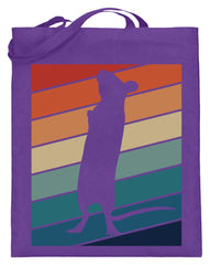 Zeigt ratten vintage motiv retro chic fur rattenhalter jutebeutel mit langen henkeln in Farbe Violett