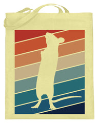 Zeigt ratten vintage motiv retro chic fur rattenhalter jutebeutel mit langen henkeln in Farbe Gelb