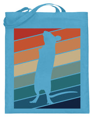 Zeigt ratten vintage motiv retro chic fur rattenhalter jutebeutel mit langen henkeln in Farbe Hellblau