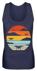 Zeigt drohnen quadrocopter drohnenpiloten geschenk quadrokopterpiloten sonne frauen tanktop in Farbe Black