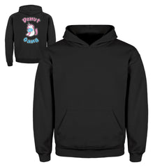 Zeigt susses kleines einhorn nascht leckeren sussen donut auf kinder hoodie in Farbe New French Navy