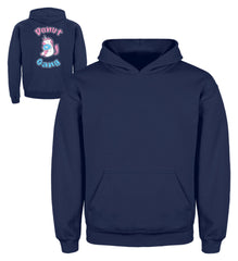Zeigt susses kleines einhorn nascht leckeren sussen donut auf kinder hoodie in Farbe New French Navy