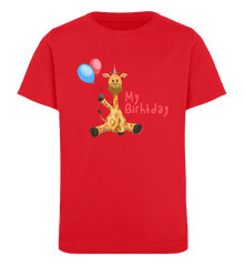 Zeigt giraffe kindergeburtstag mein geburtstag kinder organic t shirt in Farbe Heather Grey