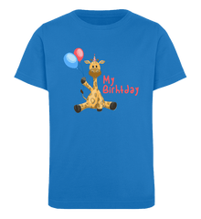 Zeigt giraffe kindergeburtstag mein geburtstag kinder organic t shirt in Farbe Heather Grey