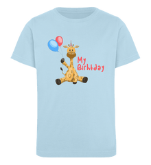 Zeigt giraffe kindergeburtstag mein geburtstag kinder organic t shirt in Farbe Heather Grey