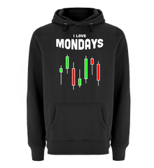 Aktien, Forex & Kryptowährungen | Spruch für Daytrader | Unisex Premium Kapuzenpullover in Schwarz in Größe S