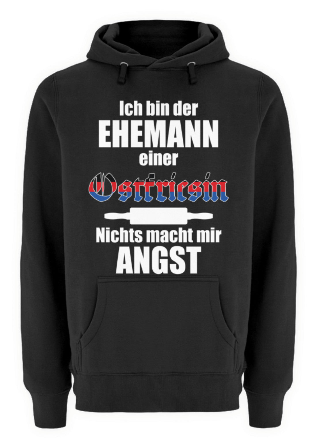 Lustiger Spruch Ehemann einer Ostfriesin | Unisex Premium Kapuzenpullover in Black in Größe S