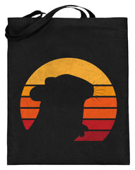 Chinchilla| Vintage & Retro Sonne | Jutebeutel in Schwarz in Größe 38cm-42cm