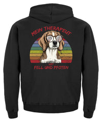 Zeigt vintage beagle therapeut spruch kinder hoodie in Farbe Jet Black