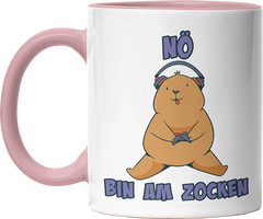 Bär Nö bin am zocken Witzige Altrosa Tasse kaufen Geschenk