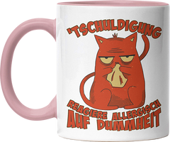 Tschuldigung reagiere allergisch auf Dummheit Katze 2 Witzige Altrosa Tasse kaufen Geschenk