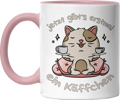 Jetzt gibts erstmal ein Käffchen Katze 3 Witzige Altrosa Tasse kaufen Geschenk