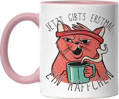 Jetzt gibts erstmal ein Käffchen Katze 2 Witzige Altrosa Tasse kaufen Geschenk