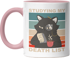 Studying my death list Katze Witzige Altrosa Tasse kaufen Geschenk