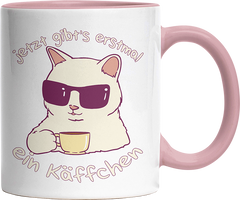 Jetzt gibts erstmal ein Käffchen Katze 4 Witzige Altrosa Tasse kaufen Geschenk