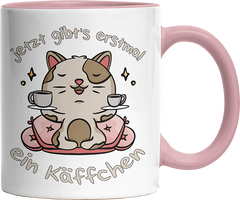 Jetzt gibts erstmal ein Käffchen Katze 3 Witzige Altrosa Tasse kaufen Geschenk