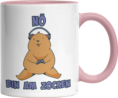 Bär Nö bin am zocken Witzige Altrosa Tasse kaufen Geschenk