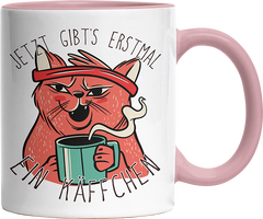 Jetzt gibts erstmal ein Käffchen Katze 2 Witzige Altrosa Tasse kaufen Geschenk