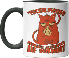 Tschuldigung reagiere allergisch auf Dummheit Katze 2 Witzige Black Tasse kaufen Geschenk