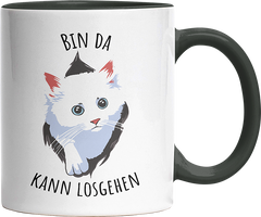 Bin da kann losgehen Katze Witzige Black Tasse kaufen Geschenk
