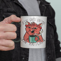 Jetzt gibts erstmal ein Käffchen Katze 2 Witzige schwarze Tasse kaufen Geschenk