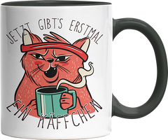 Jetzt gibts erstmal ein Käffchen Katze 2 Witzige Black Tasse kaufen Geschenk