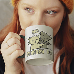 Nö Einfach Nö Katzen Ohrfeige Witzige schwarze Tasse kaufen Geschenk
