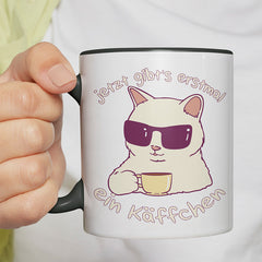 Jetzt gibts erstmal ein Käffchen Katze 4 Witzige schwarze Tasse kaufen Geschenk